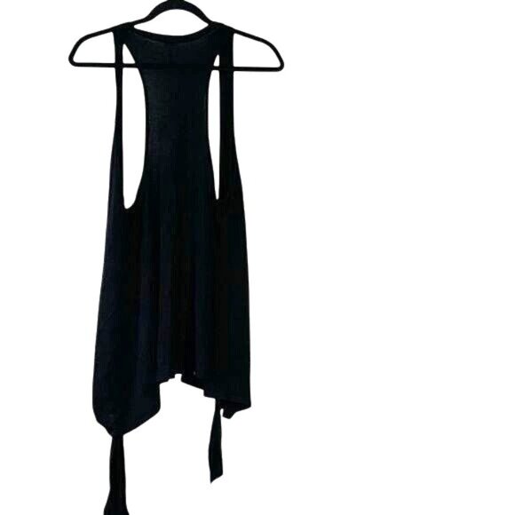 Chia-Evs Black Sleeveless High-Low Tank Top With Tie Details M 100% Polyester Wo - Picture 7 of 9